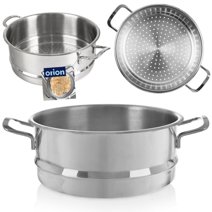 Vas De Gatit La Aburi, Orion, Anett, 5.5 L, 26x26x10 cm, Otel, Usor De Curatat, Potrivit Pentru Masina De Spalat Vase, Dispune De Doua Manere Pentru Plasare Confortabila In Oala, Fund Perforat, Argintiu
