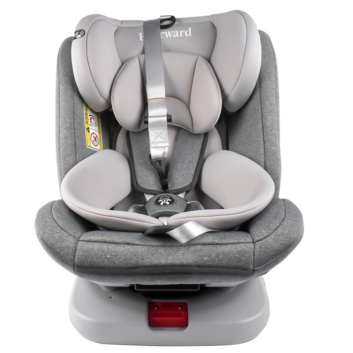 360°-ban forgatható autós gyerekülés, ISOFIX rögzítéssel, 5 pontos biztonsági övvel, állítható, szürke