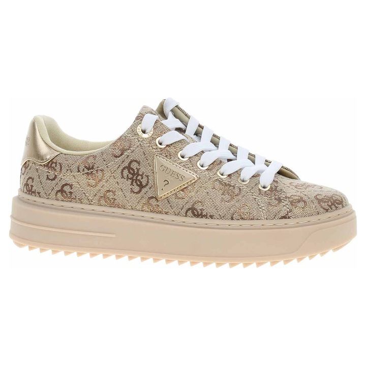 GUESS, Logómintás sneaker, Aranyszín/Bézs/Fehér