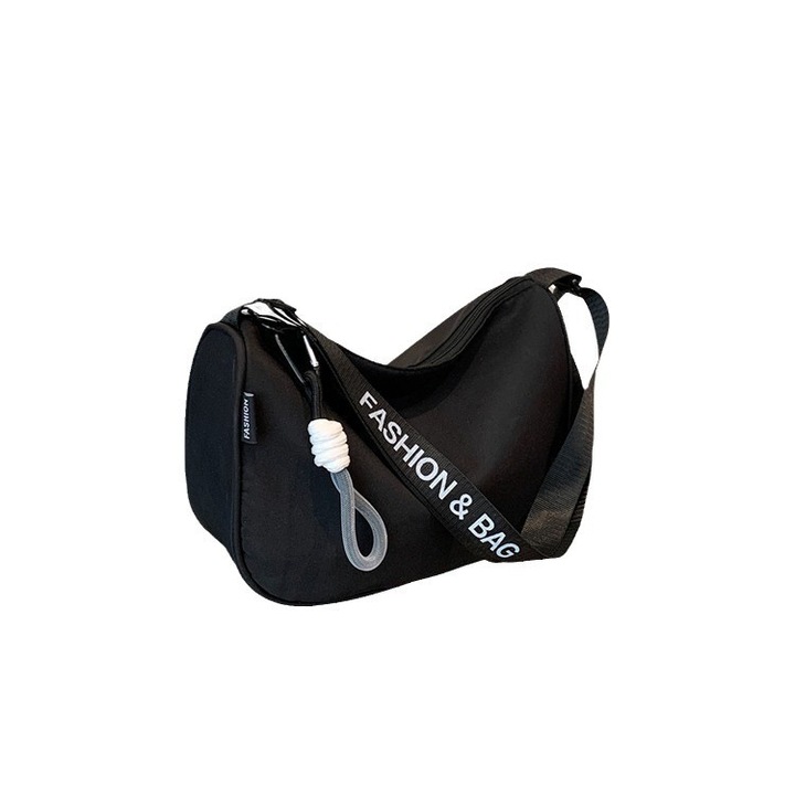 Új nejlon női táska, nagy kapacitású, könnyű messenger táska, niche dizájn, sokoldalú hétköznapi táska, nyomtatható, fekete