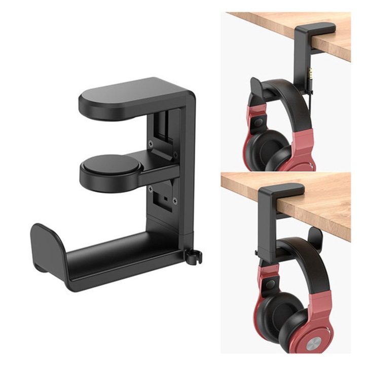 Forgó fejhallgató tartó, fekete, 3.94x1.57x4.53in, 1 darabos készlet