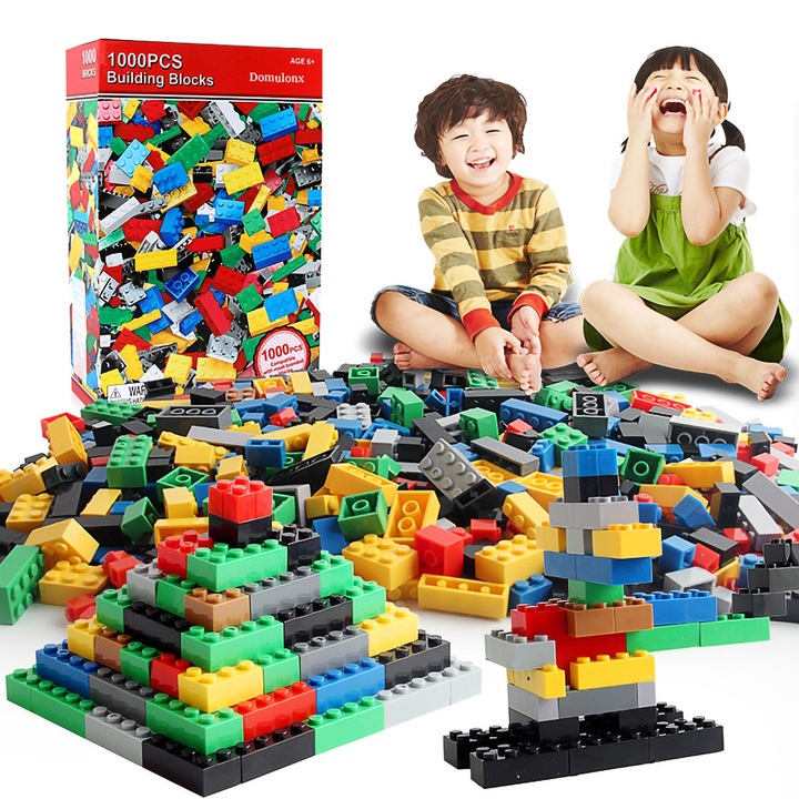 Set de cuburi de constructie pentru copii, Domulonx, jucarie clasica de ...