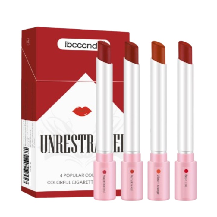 Ruj tub cu 4 culori, set mic de ruj, Labiales ruj mat catifelat hidratant si neted, pata rosie pentru buze, rezistenta la apa 24 de ore