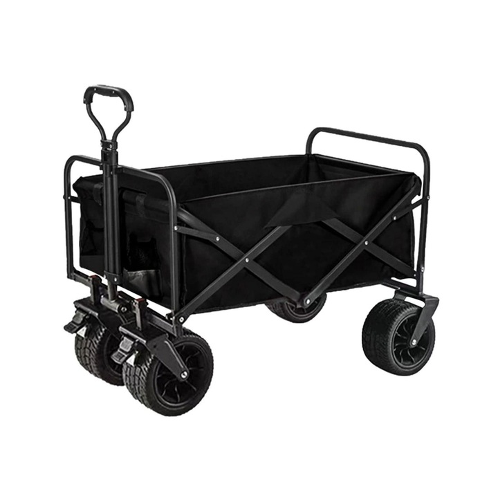 Многофункционална количка за къмпинг, плаж, градина, сгъваема и издръжлива, с товароносимост 150 кг и колела за всякакъв вид терен.