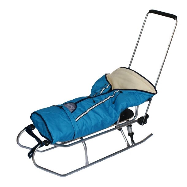 Sanie cu maner Sante si saculet material polar albastru