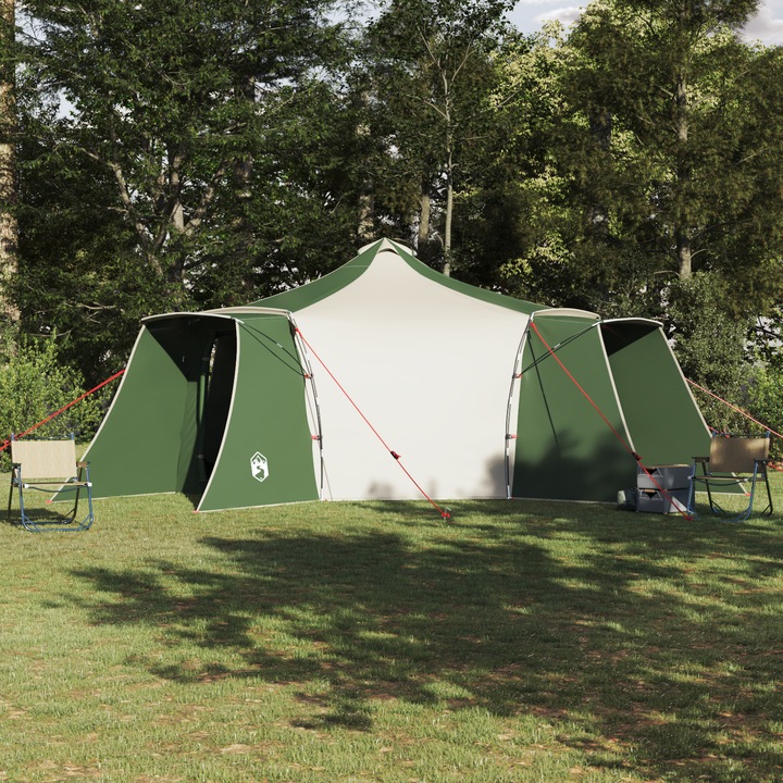 Cort camping vidaXL verde spatios impermeabil 492x492cm pentru 8 persoane