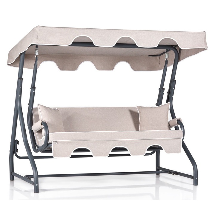 Тройна градинска люлка, Floriane Garden, 2 възглавници, 240 кг, 200x165x110 см