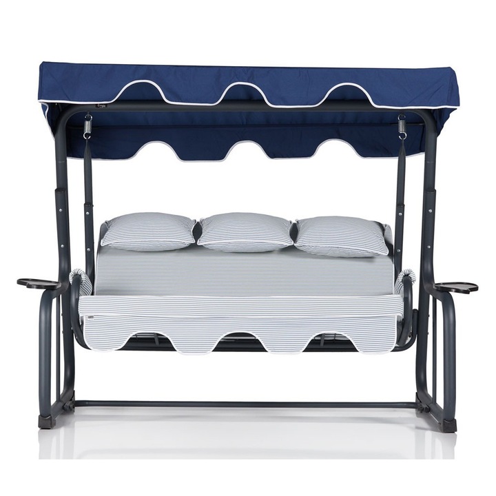 Тройна градинска люлка, Floriane Garden, 100% метал, 100% полиестер, товароносимост 240 кг, 200x165x110 см