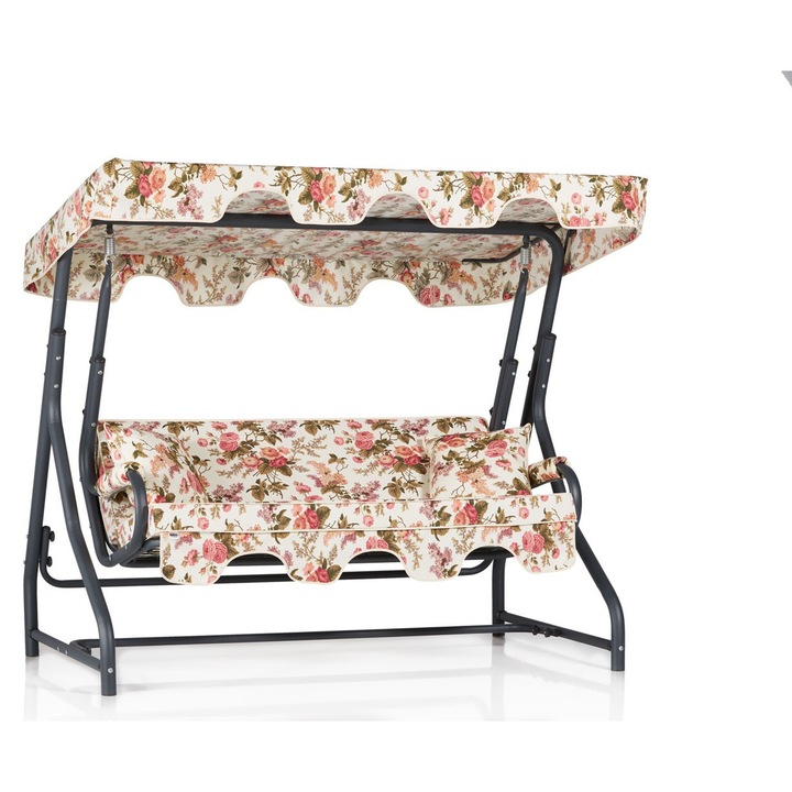 Тройна градинска люлка, Floriane Garden, 2 възглавници, 240 кг, 200x165x110 см