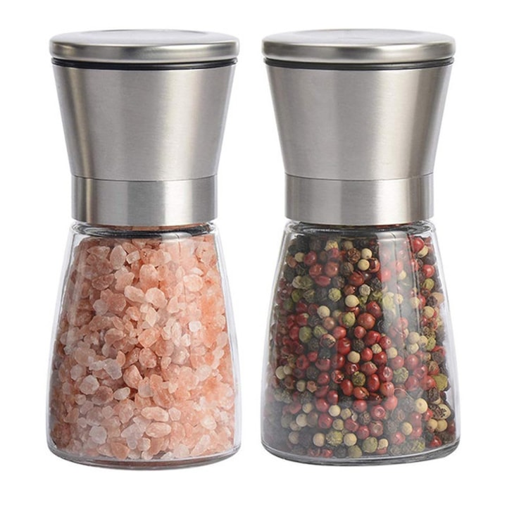Fűszerőrlő készlet, 2 db, rozsdamentes acél, állítható őrlési finomság