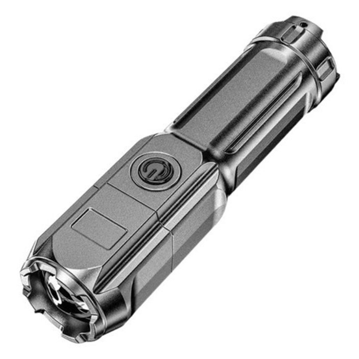 Акумулаторен LED фенер, комплект 1 брой, компактен, черен, 12.8x3x3см