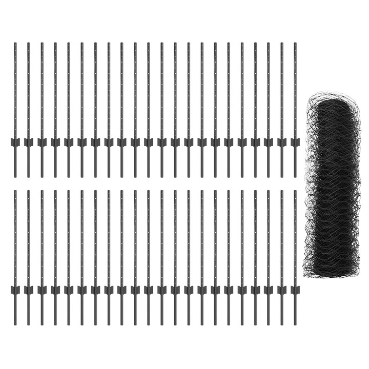 Stalpi de gard 11 bucati vidaXL Canal in U gri 80 cm otel