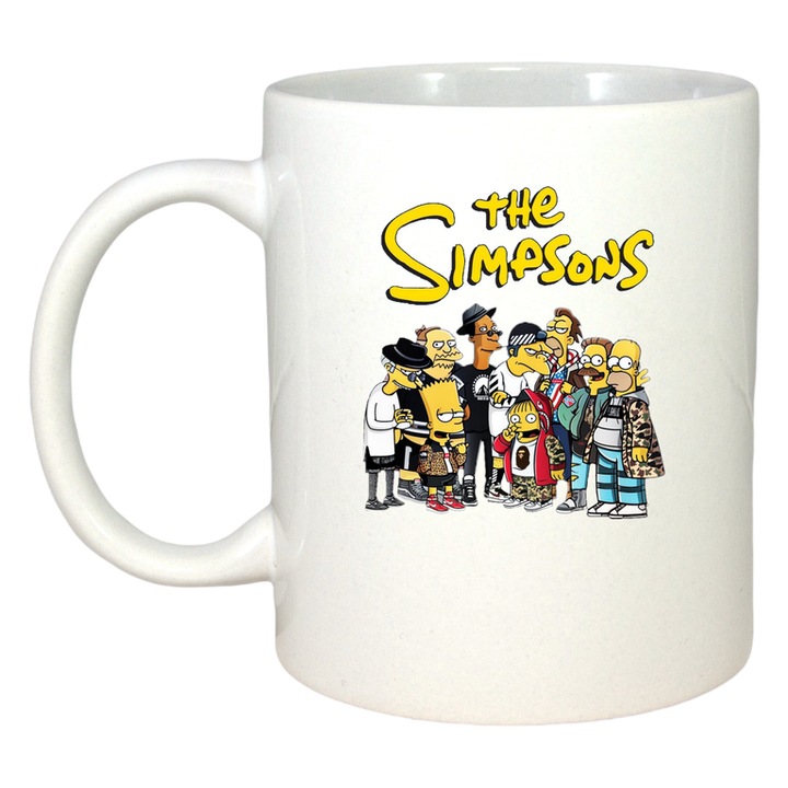 Cana simpson personajele emblematice ale serialului animat clasic, Cri-Flo, Ceramica, 330 ml, Culoare Alb