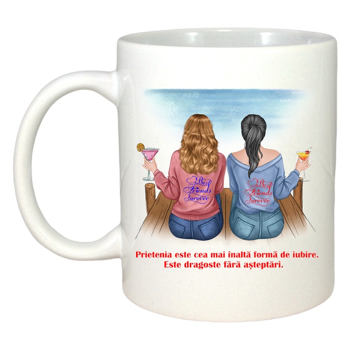 Cana prietenele prietenia este cea mai buna forma de iubire mesaj emotionant, Cri-Flo, Ceramica, 330 ml, Culoare Alb