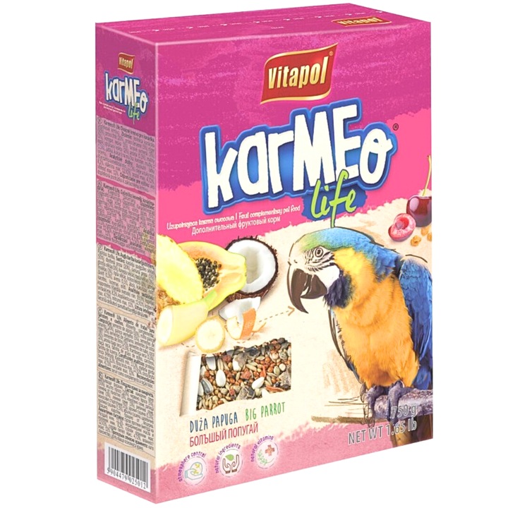 Vitapol Karmeo Life - Комплект храна за птици, плодове, 750 г, многоцветен