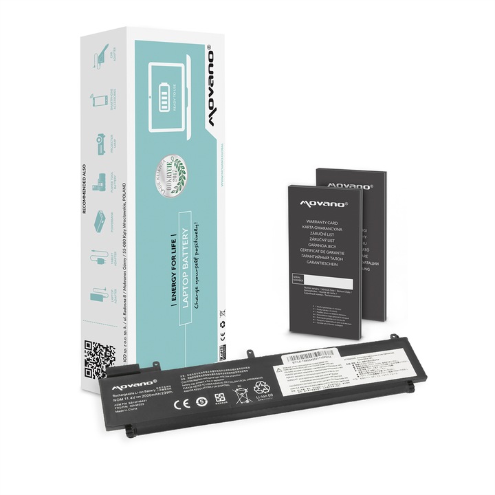 Baterie laptop, Movano, pentru Lenovo ThinkPad T460s T470s, litio-polimer, protectie la supratensiune, 10.8V