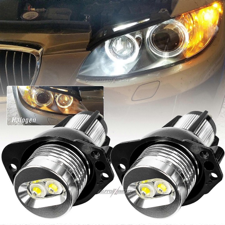 2x LED Angel Eyes szett BMW E90 E91-hez, fehér parkolófény 6000K