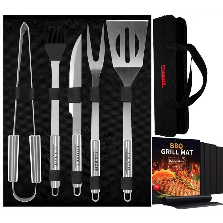 Set Accesorii Gratar Stilhoff - Ustensile 11 Piese + Case + 5 Suporturi