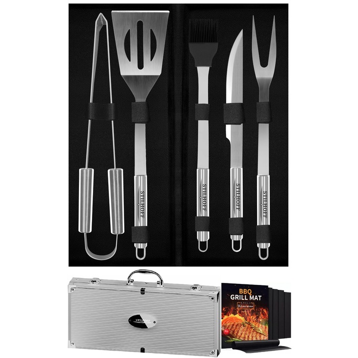 Set Accesorii Gratar Stilhoff, 11 Piese, Valiza, 5 Praguri, Metal