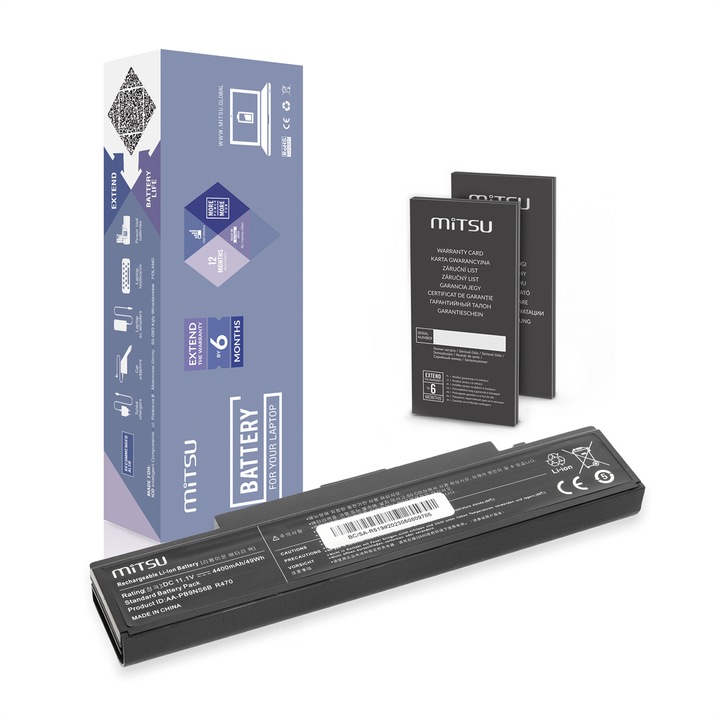 Laptop akkumulátor, Mitsu AA-PB9NC6B környezetbarát 4400mAh lítium-ion, hosszú élettartam