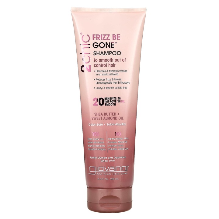 Sampon Frizz Be Gone, Giovanni, 2chic, unt de shea + ulei de migdale dulci, 250 ml