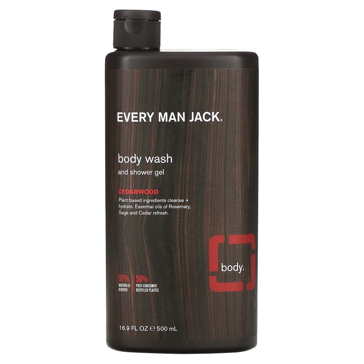 Every Man Jack tusfürdő, cédrusfa kivonattal, 500 ml, 97%-ban természetes összetevőkből, vegán