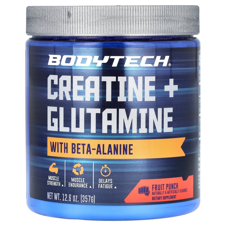 BodyTech, Creatina + Glutamina cu Beta-Alanina, Punch de fructe, 357 g