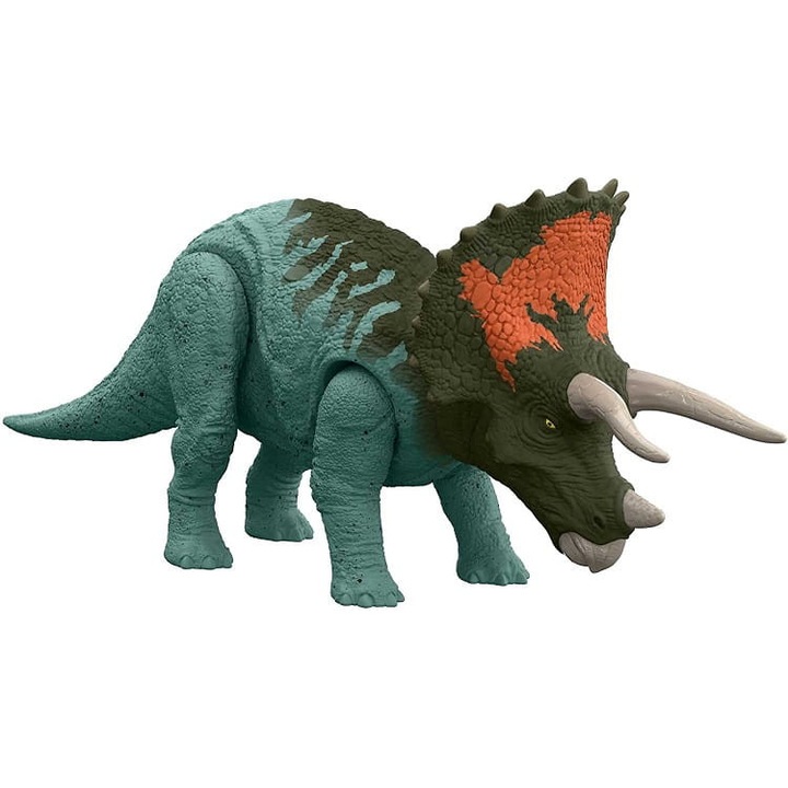 Figurina Triceratops, Mattel, Jurassic World Dominion, 30 cm, verde inchis