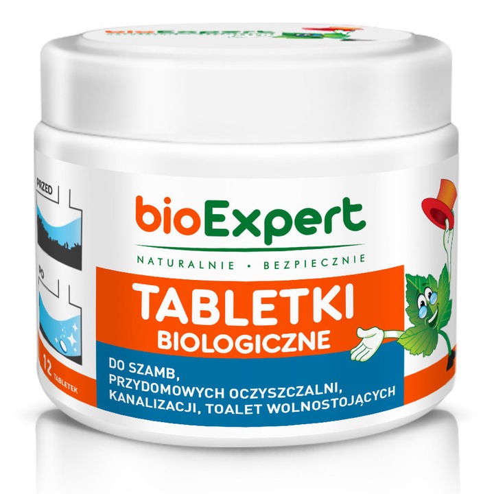 Tablete biologice bioExpert pentru santuri si sisteme de canalizare, 12 bucati, elimina mirosurile