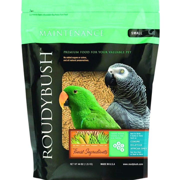 Mancare pentru Pasari RoudyBush, Granulat Natural, 1,25kg, pentru Amazone, Zako, Kakadu, Marime Small