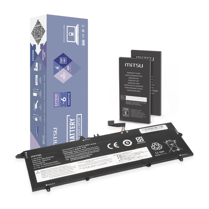 Mitsu L18C3PD2 laptop akkumulátor, lítium-ion, környezetbarát, 14.8V 57Wh, Lenovo ThinkPad T490s T495s T14s-hez