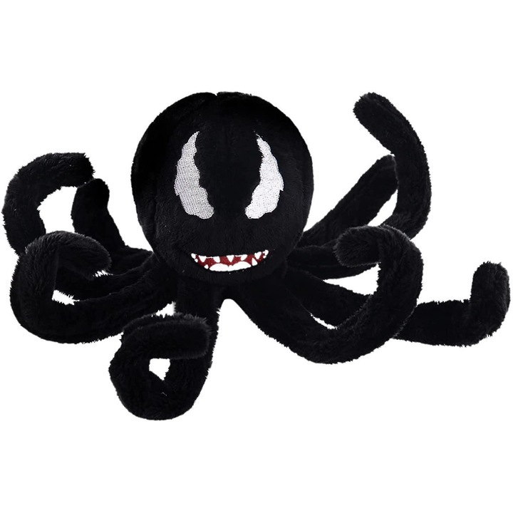 Jucarie de plus octopus negru, 25cm, cu 8 brate, pentru decor si cadou