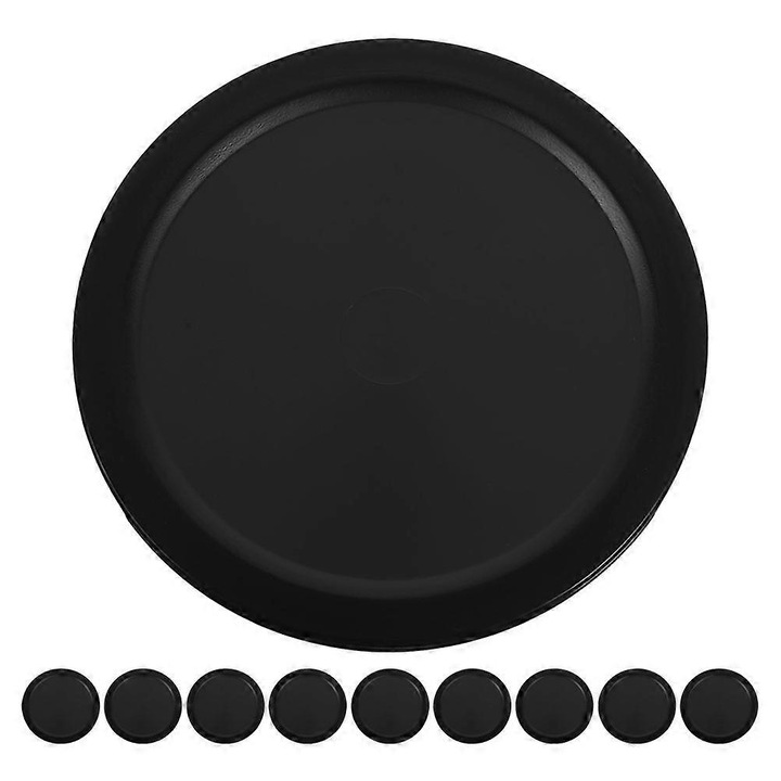 Szett 10 darab asztali jégkorong korong, műanyag, fekete, 6.50x6.50x0.40cm