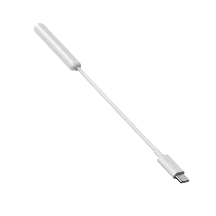 Cablu de incarcare magnetic 2 in 1 pentru Pencil 2, 35cm, USB C, plastic, alb
