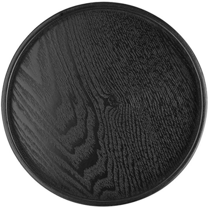 Tava rotunda din lemn natural, negru, 24x2cm
