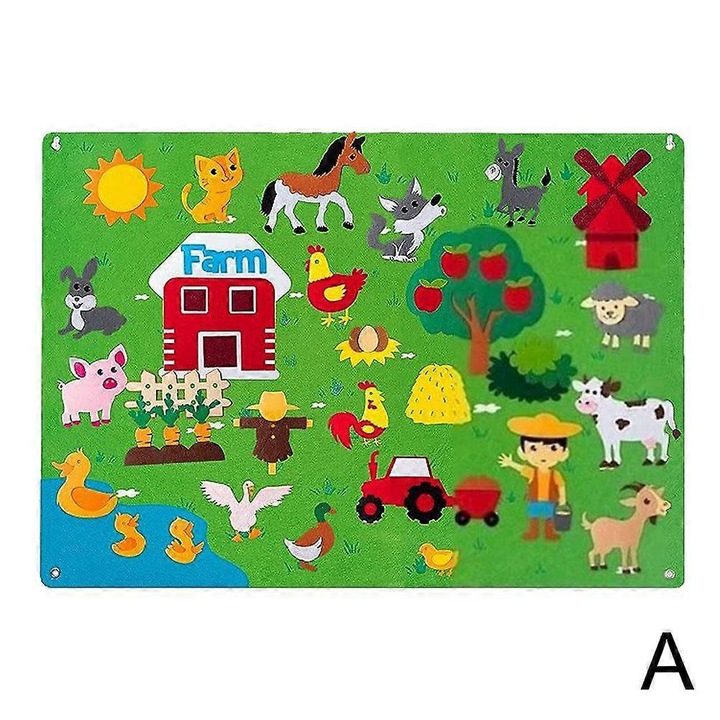 Tabla din fetru pentru povesti, educationala, 105x75cm, multicolor