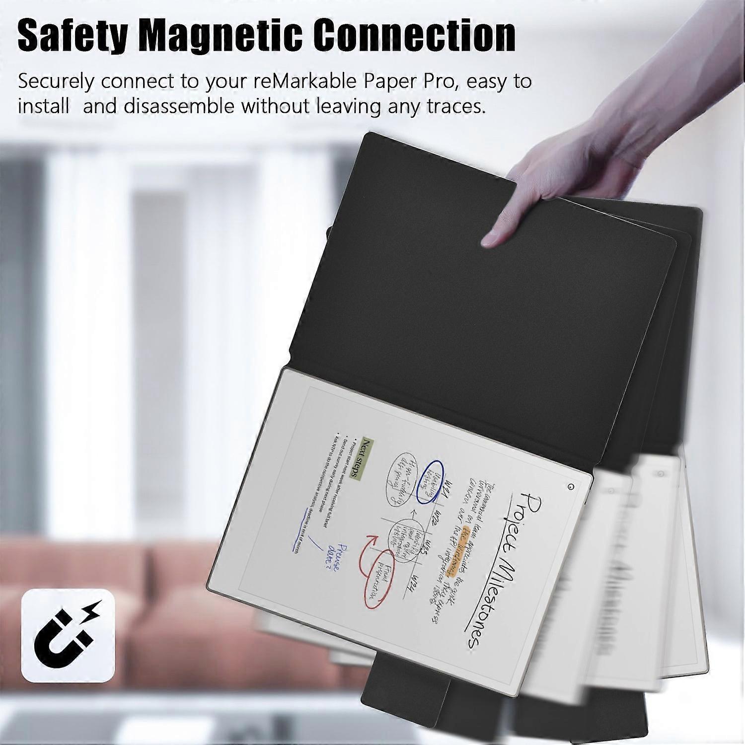 Husa tableta compatibila cu ReMarkable Paper Pro, material PC+PU, protectie completa, deschidere automata, gri