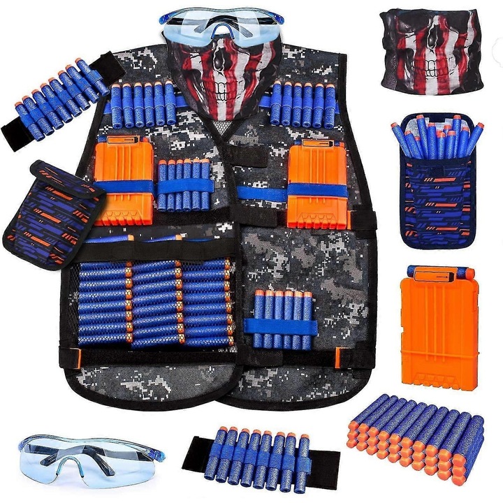 Set vesta tactic copii cu accesorii, multicolor, marimi ajustabile