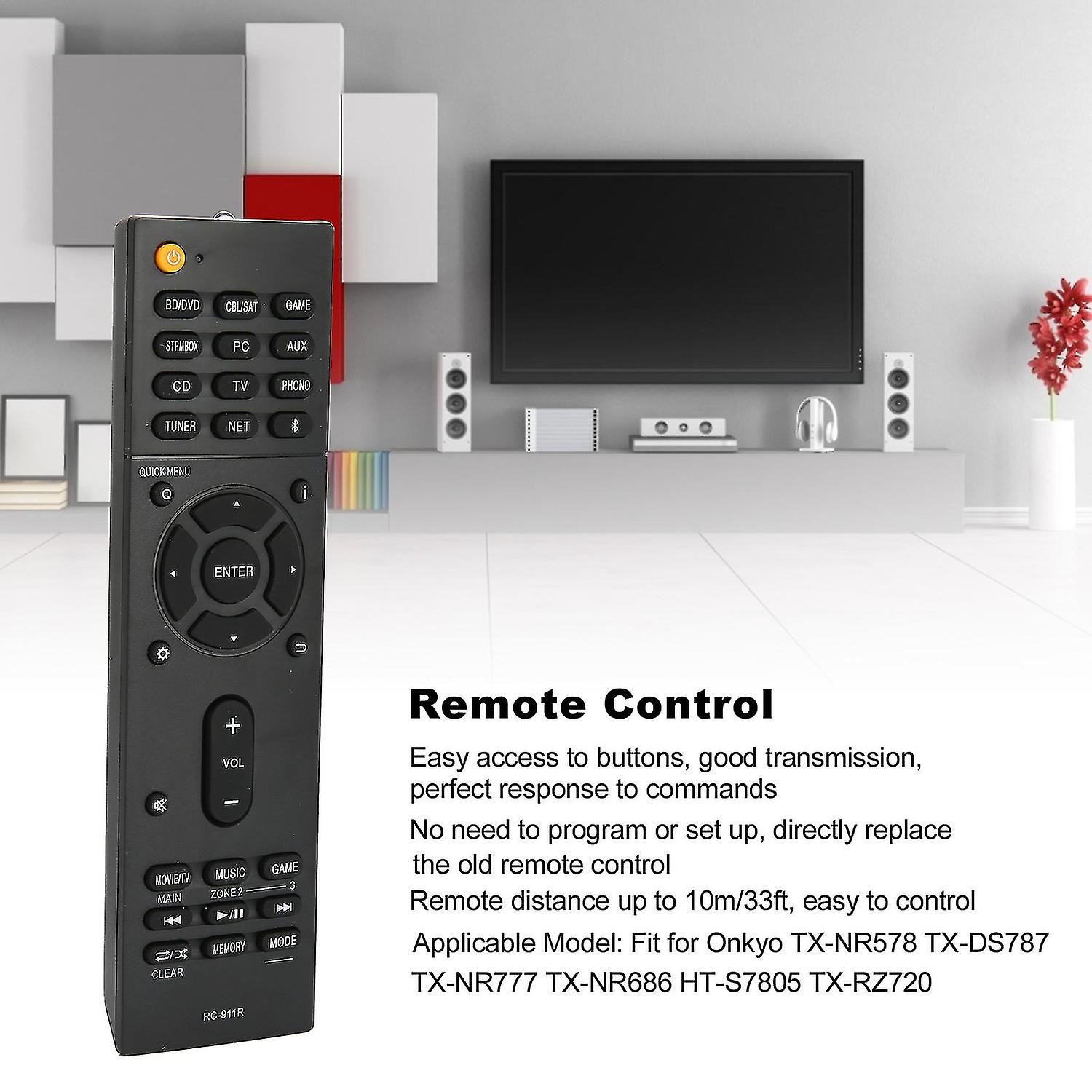 Leankle Afstandsbediening RC-911R voor Onkyo AV-ontvangers TX-NR555, TX-NR575, TX-NR585, TX-NR656, TX-NR686, TX-NR676, TX-NR757, TX-NR777, TX-NR787, TX- RZ610, TX-RZ710, TX-RZ710, TX-TX-RZ710