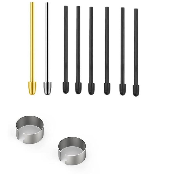 Set de 2 varfuri metalice si 6 varfuri din plastic pentru pixuri, compatibile cu Galaxy Tab S9/S8/S7/S6