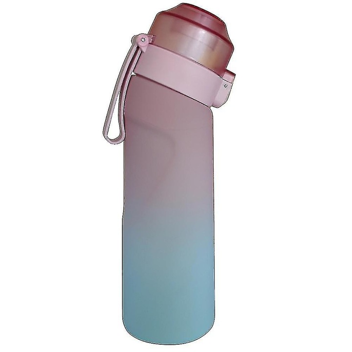 Sportvizespalack 7 ízesítő kupakkal, rózsaszín-kék, 650ml, 26cm