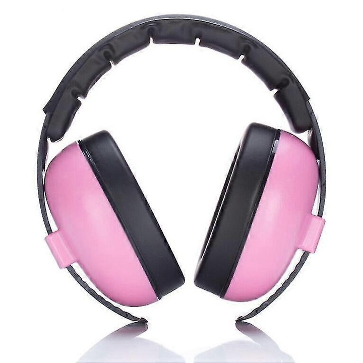 Casca de protectie auditiva pliabila pentru copii, roz, 14x6x15cm, set 1 buc.