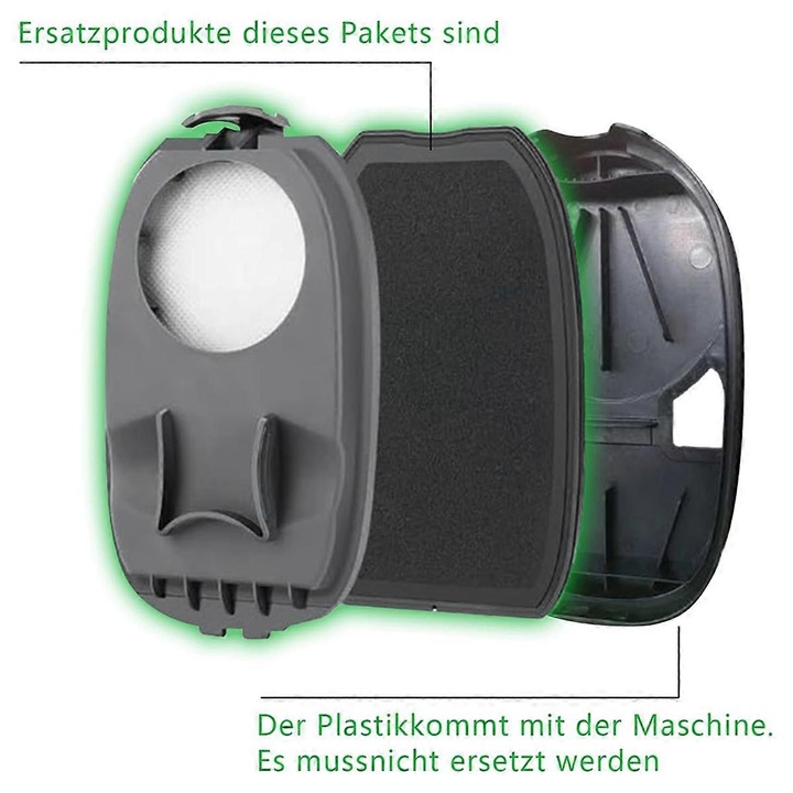 Set 2 filtre de inlocuire pentru aspirator Philips AquaTrio Cordless 9000, negru, din plastic