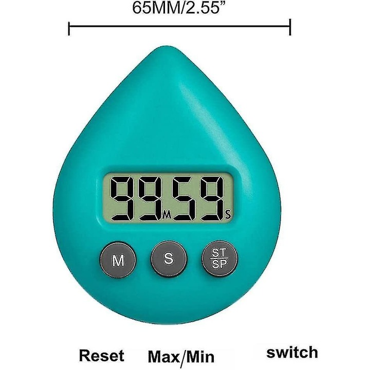 Ceas digital de dus cu timer, waterproof, alarma, suport cu ventuza, 5.9x7.5x1.6cm