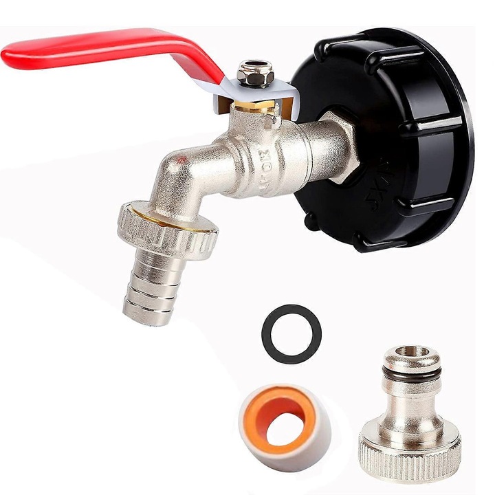 Sárgaréz csap IBC tartályhoz, S60X6 adapter, korrózióálló