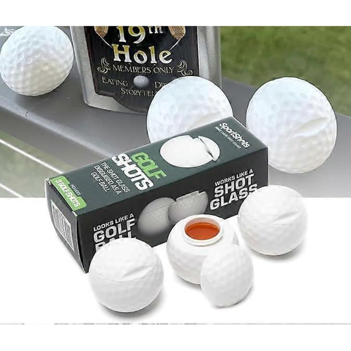 3 db-os Golf Labda Alakú Shot Pohár Szett, 4.2x4.2cm