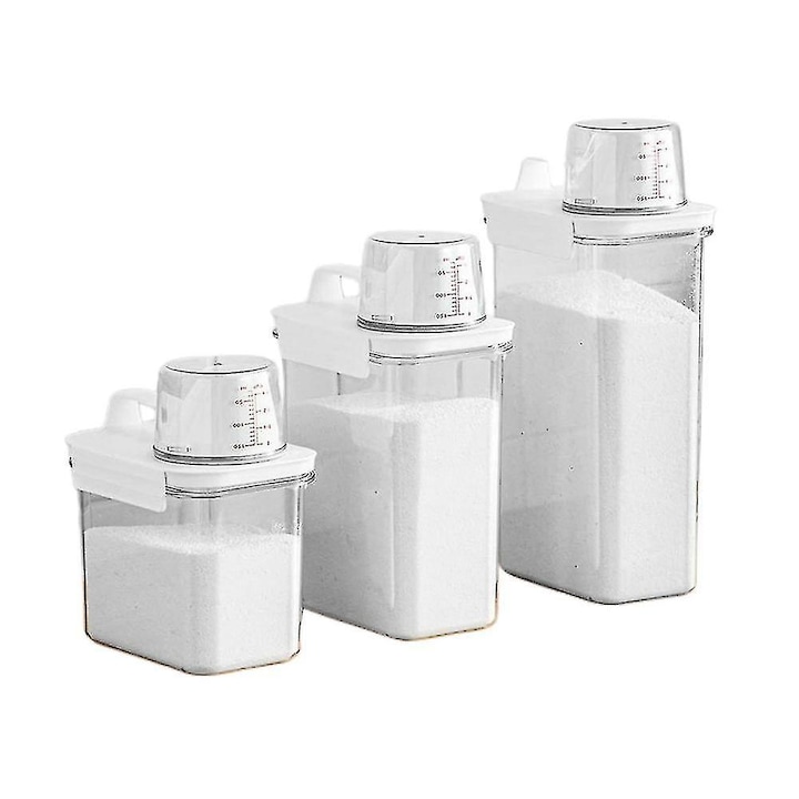 Recipient transparent pentru detergent, 2300ml, capacitate mare, etans, cu cana de masurare