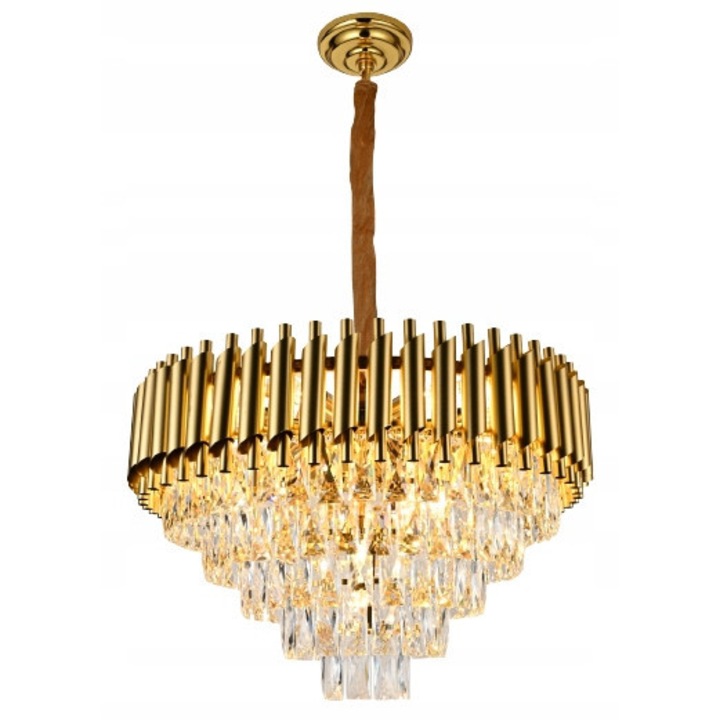 Полилей DeLux, метал и стъкло, златист, 60 см, 8 източника на светлина