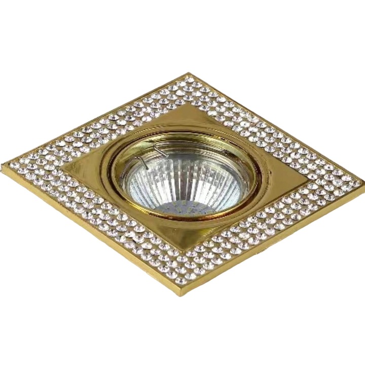 Квадратно халогенно осветително тяло, DeLux, Glamour, GU10, Златно