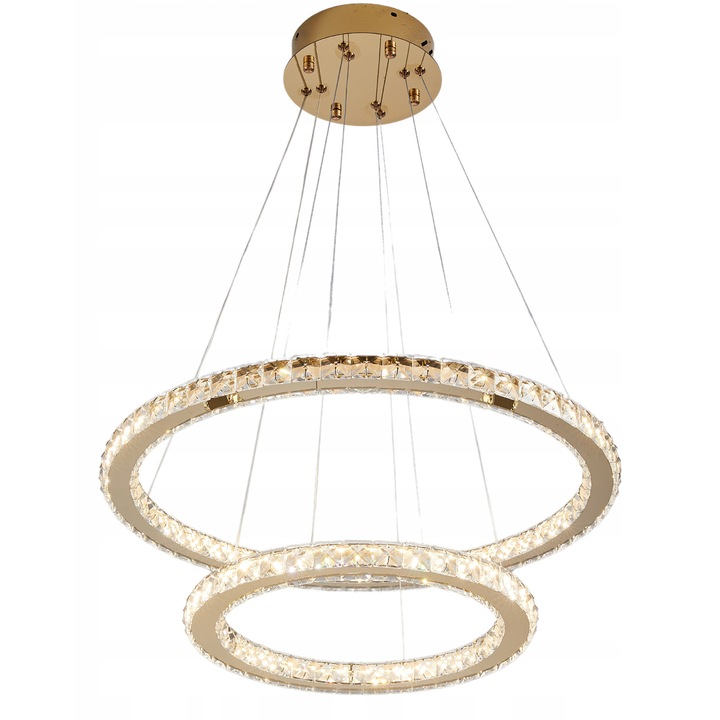 DeLux LED полилей, 40x60см, златен, 2 ринга